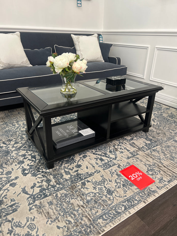 Sorrento Rectangle Glass Top Coffee Table Black