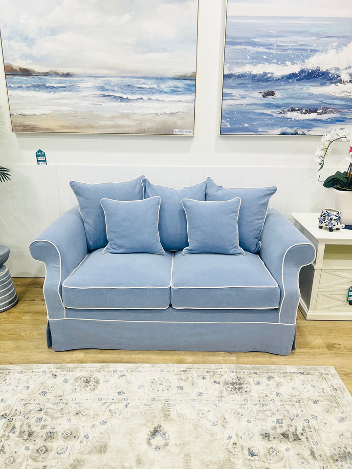 Ayla Hamptons 2 Seater Sofa Sky Blue