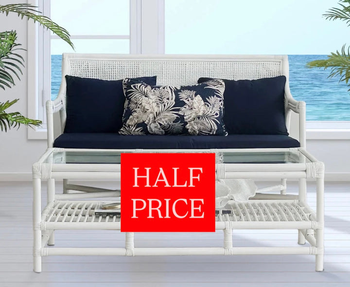 Havana Rattan 2 Seater Sofa White