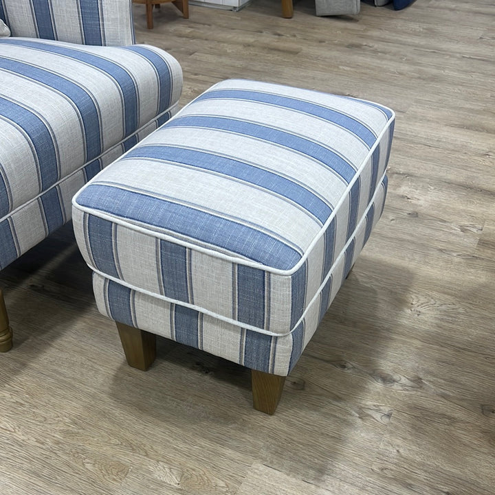 Hudson Blue Stripe Footstool