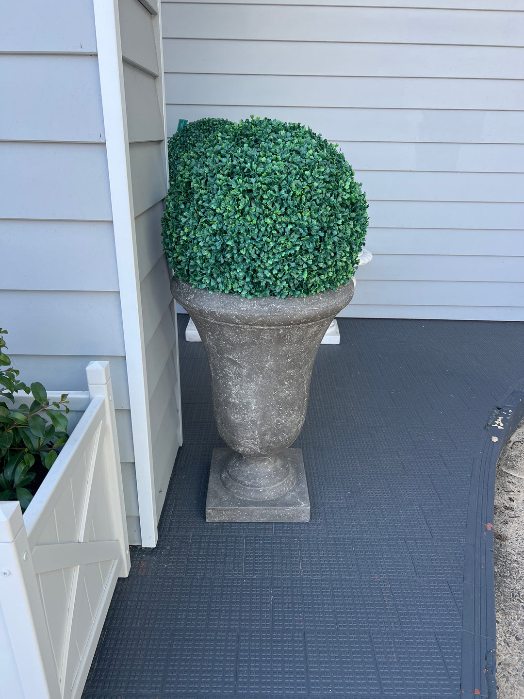 Large Bell Shape Urn with Base Lava Raw Grey