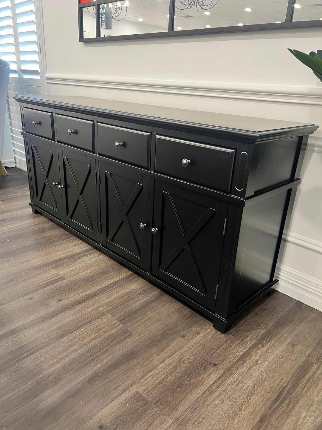 Sorrento Hamptons 4 Drawer Buffet Black