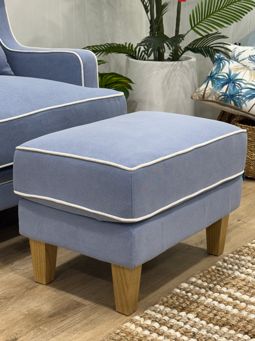 Hudson Sky Blue Footstool FLOORSTOCK