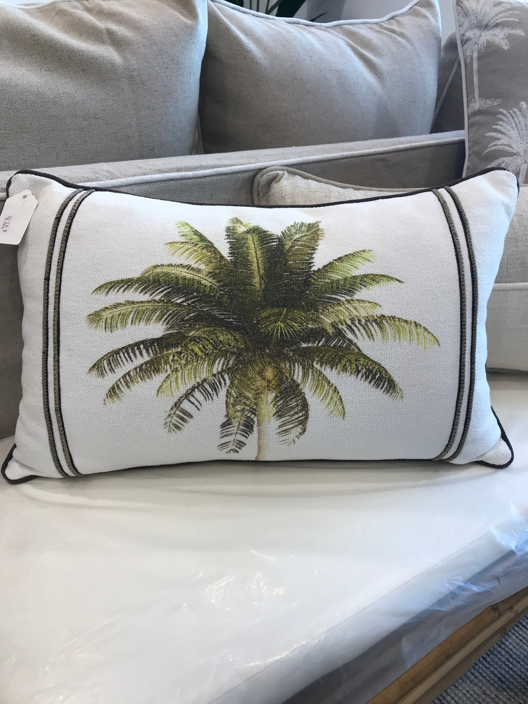 Hamptons Bahama Palm Lumbar Cushion