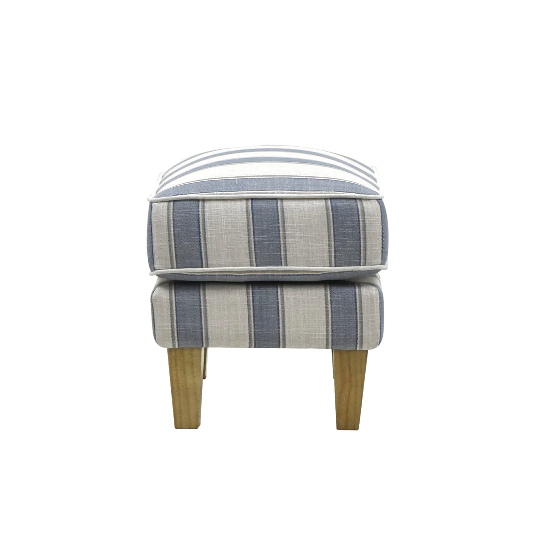 Hudson Blue Stripe Footstool
