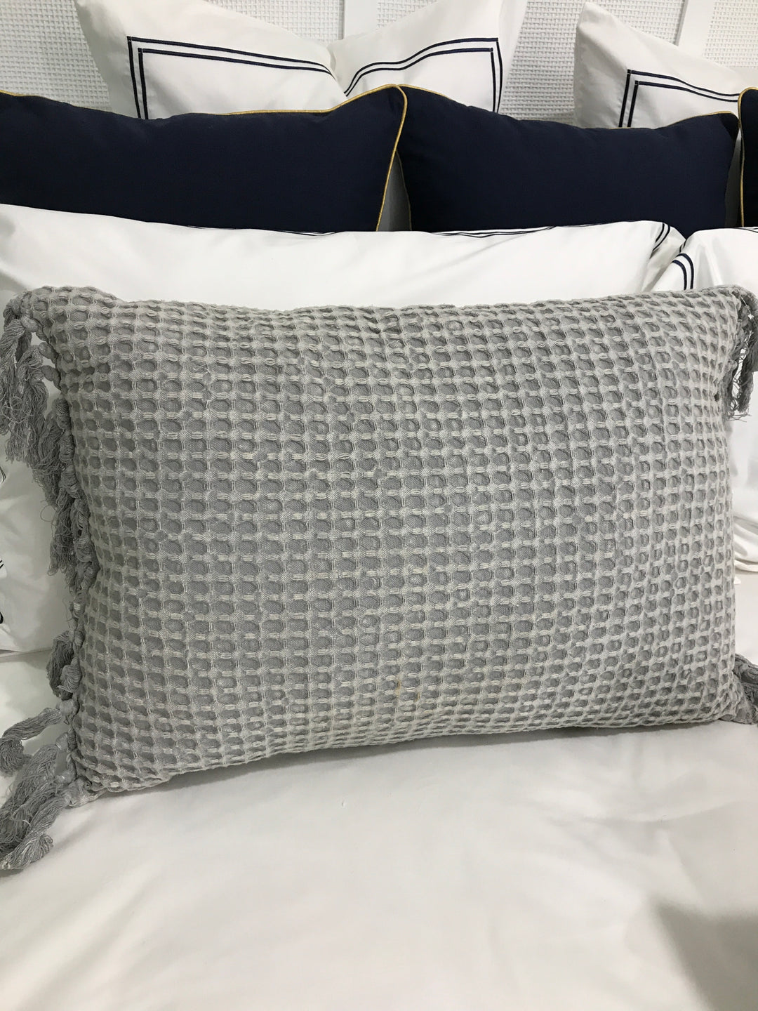Hamptons Waffle Cushion Grey
