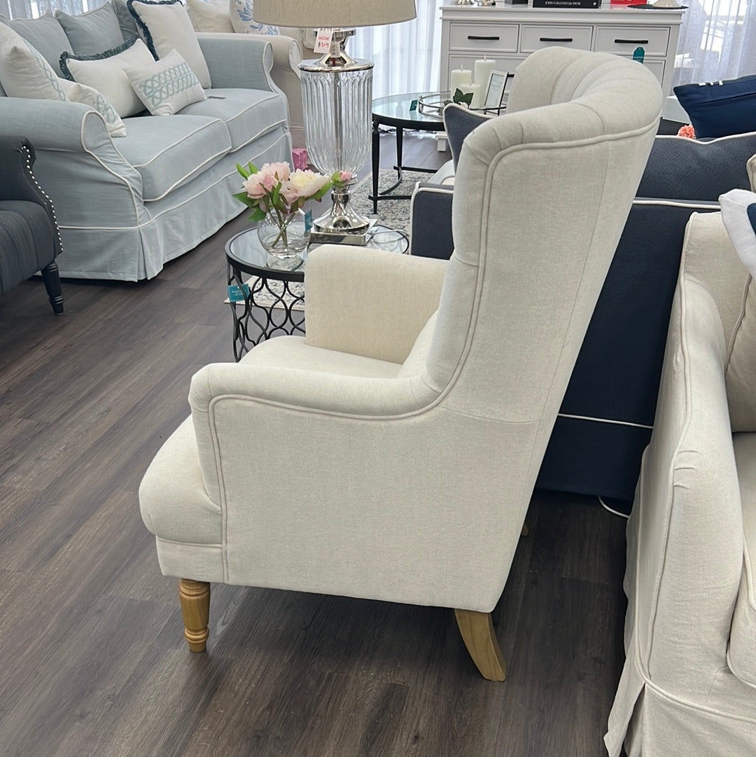 Hampton Beige Wingback Armchair