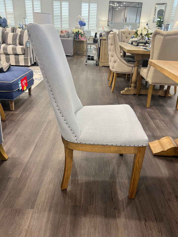 Duck Egg Hampton Oakwood Linen Dining Chair