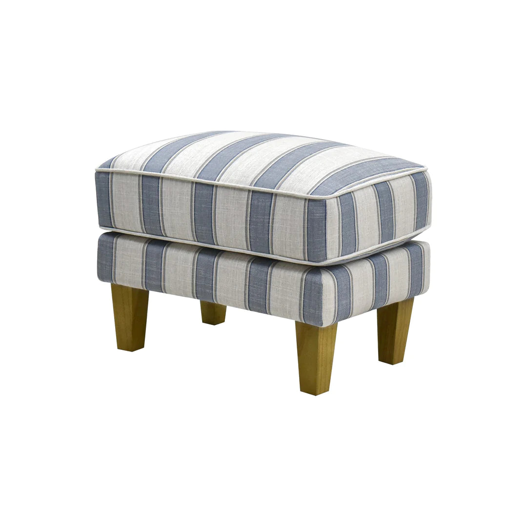 Hudson Blue Stripe Footstool