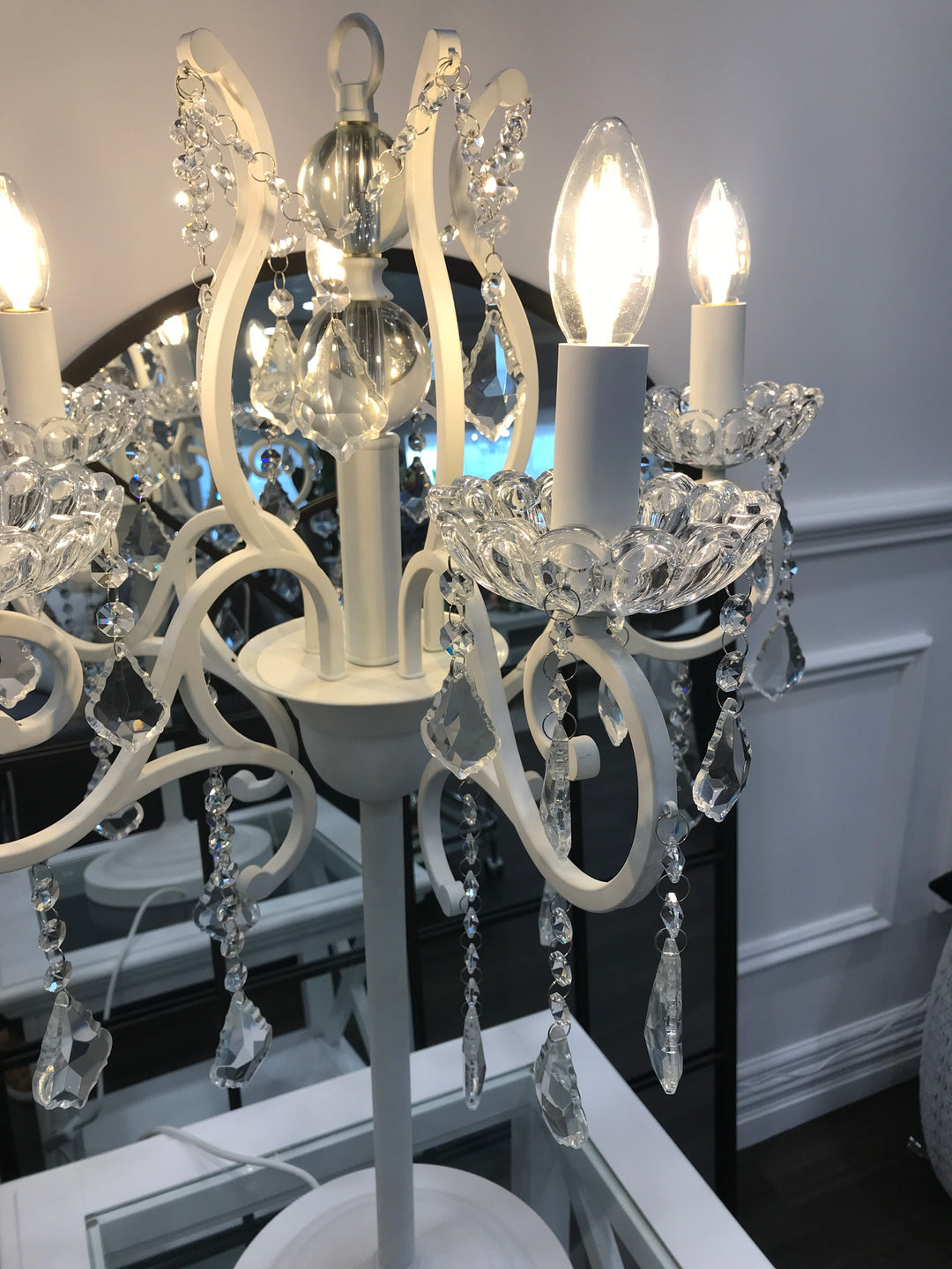 Crystal Chandelier White Lamp