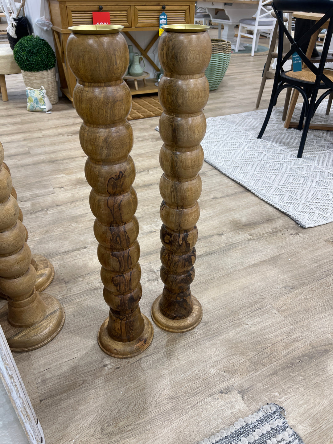 Alpha Wood Floor Candleholder Small
