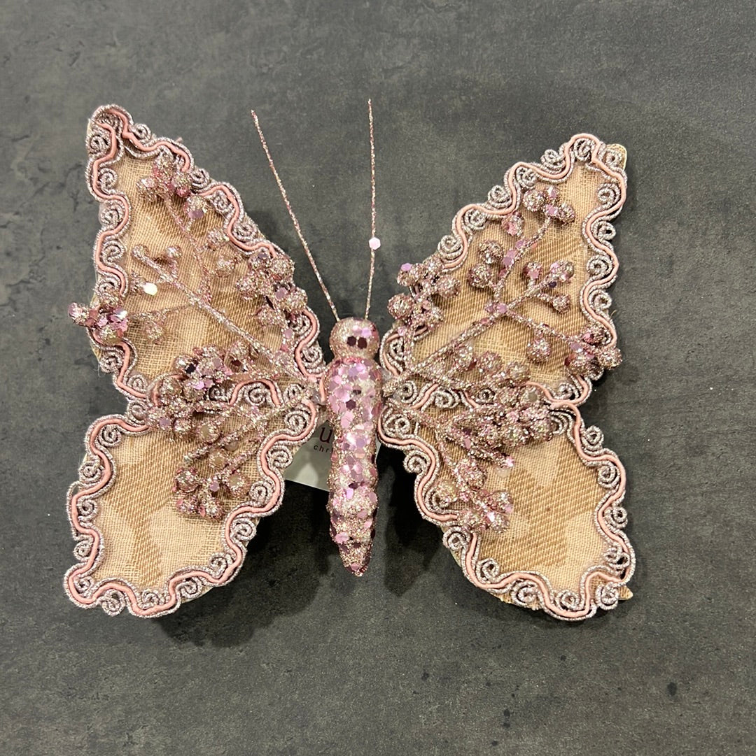 Fabric Pink Encrusted Butterfly