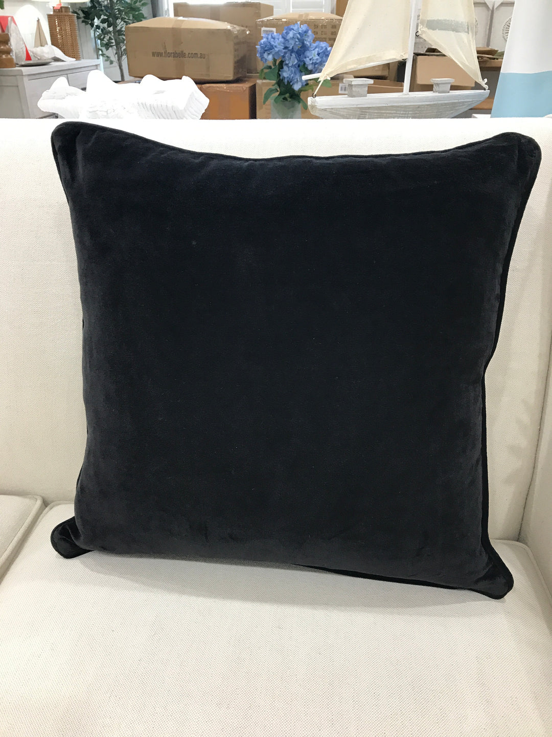 Hamptons Chelsea Velvet Black Cushion
