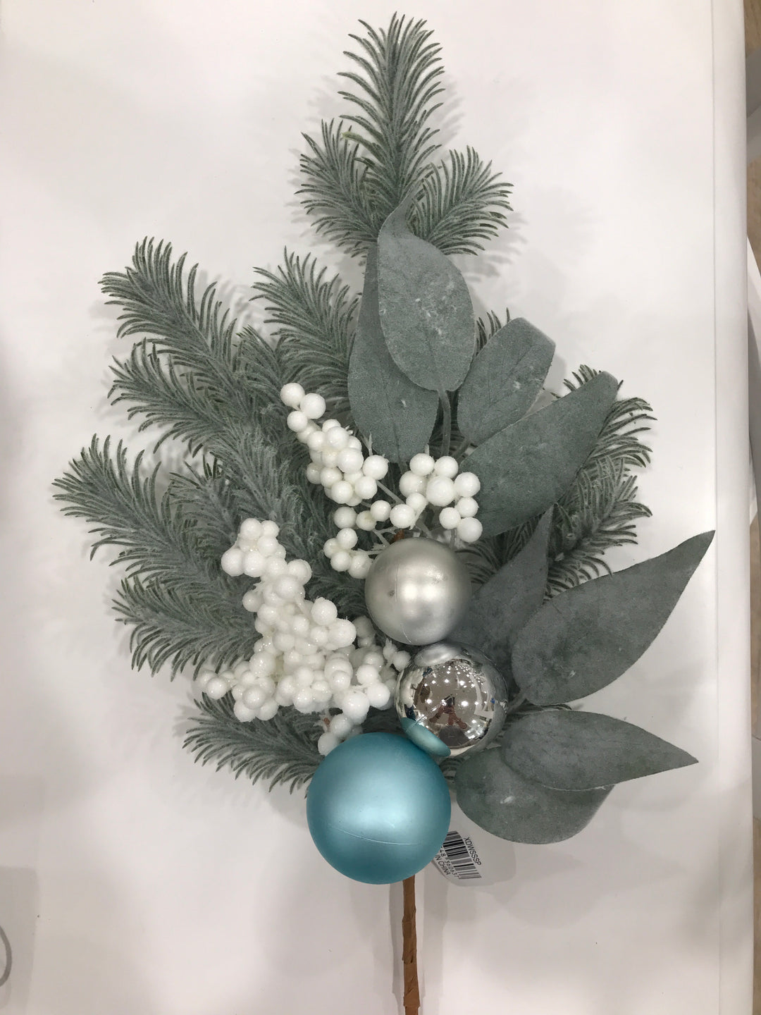 Sage Silver Bauble Spray