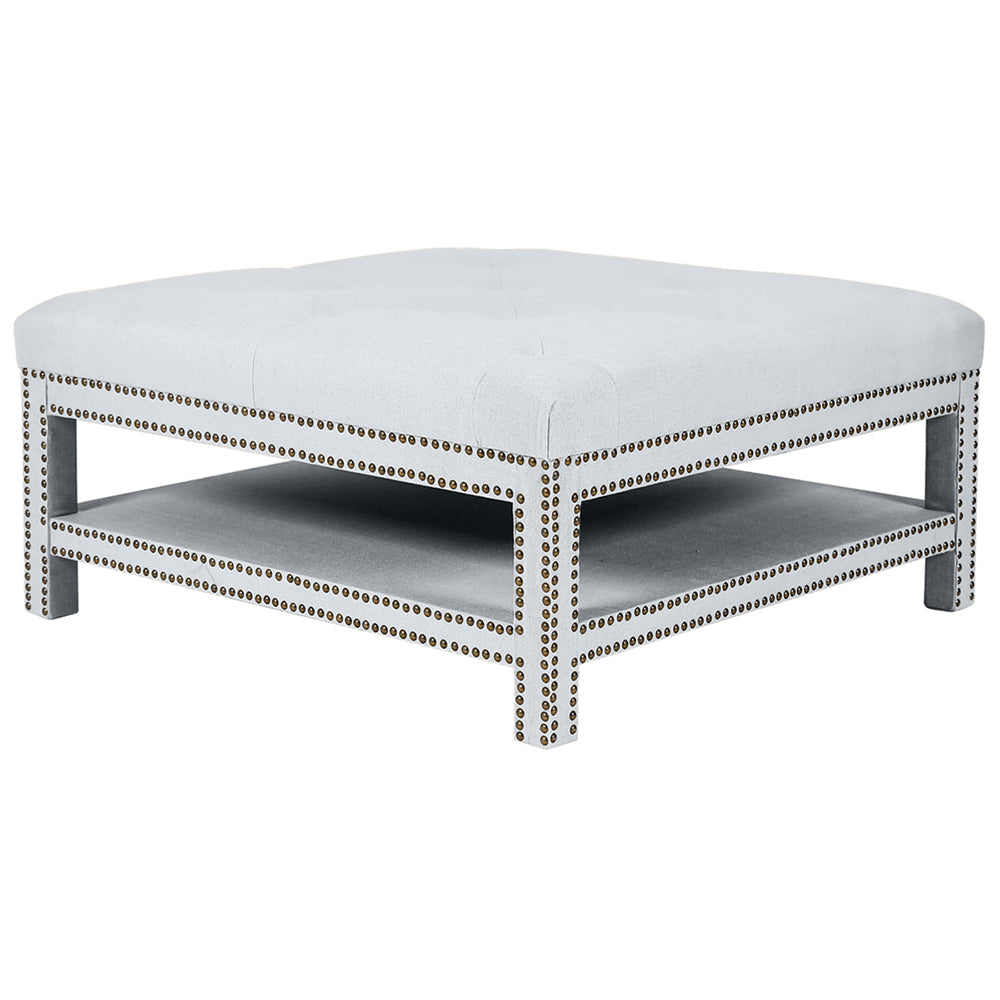 Serena Tufted Square Ottoman - Cool Grey FLOORSTOCK