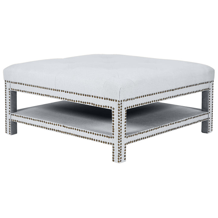 Serena Tufted Square Ottoman - Cool Grey FLOORSTOCK