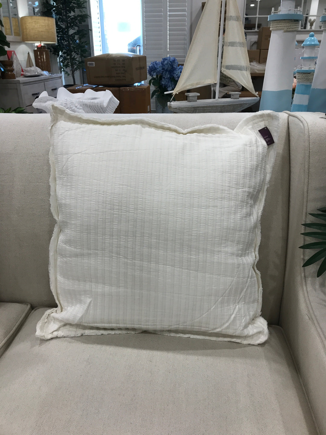 Hamptons Ribbed Cushion White
