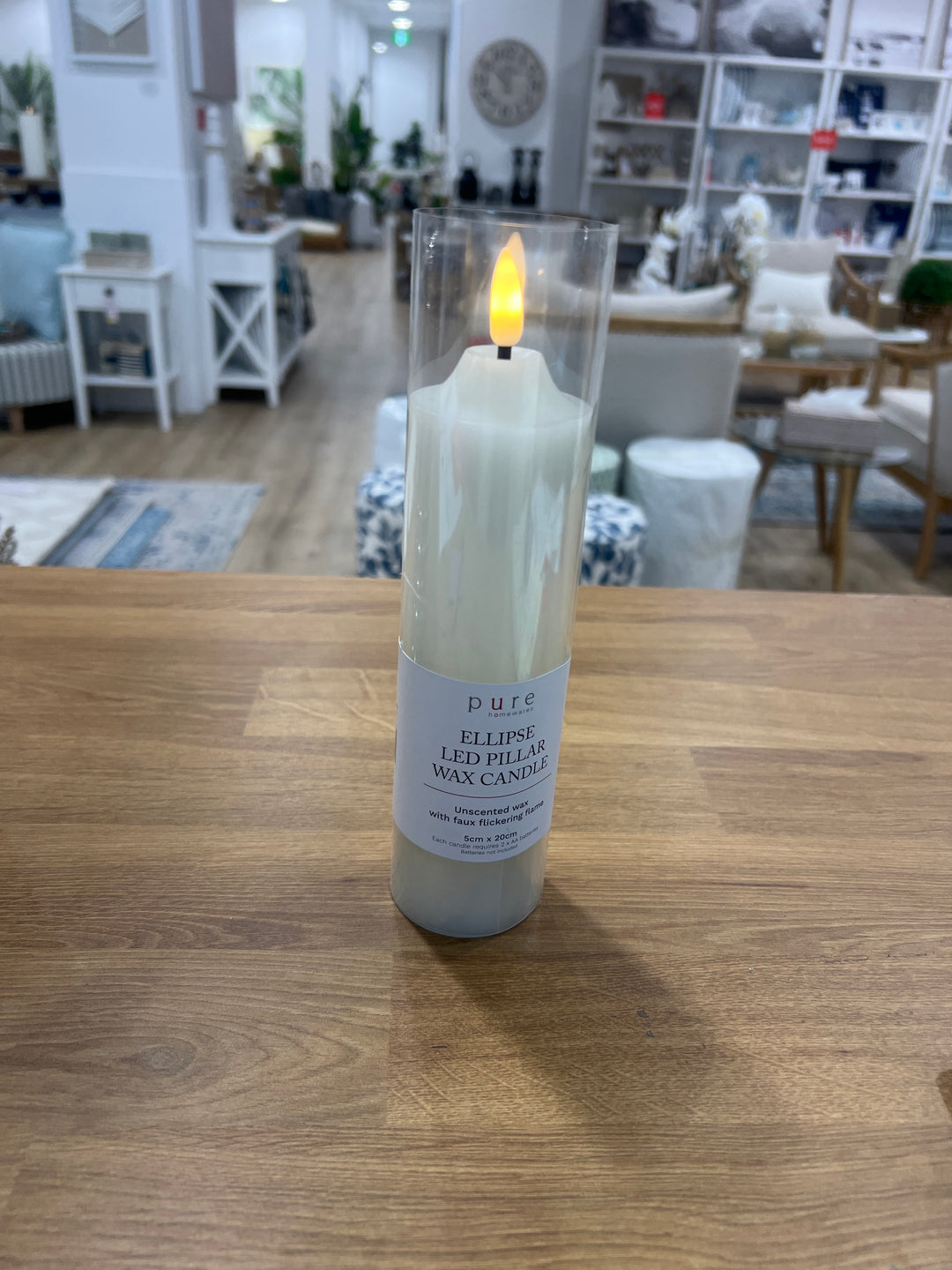 Ellipse Led White Narrow Pillar 5x20cm