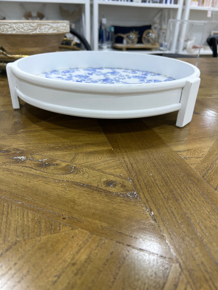 Blue / White Round Tray