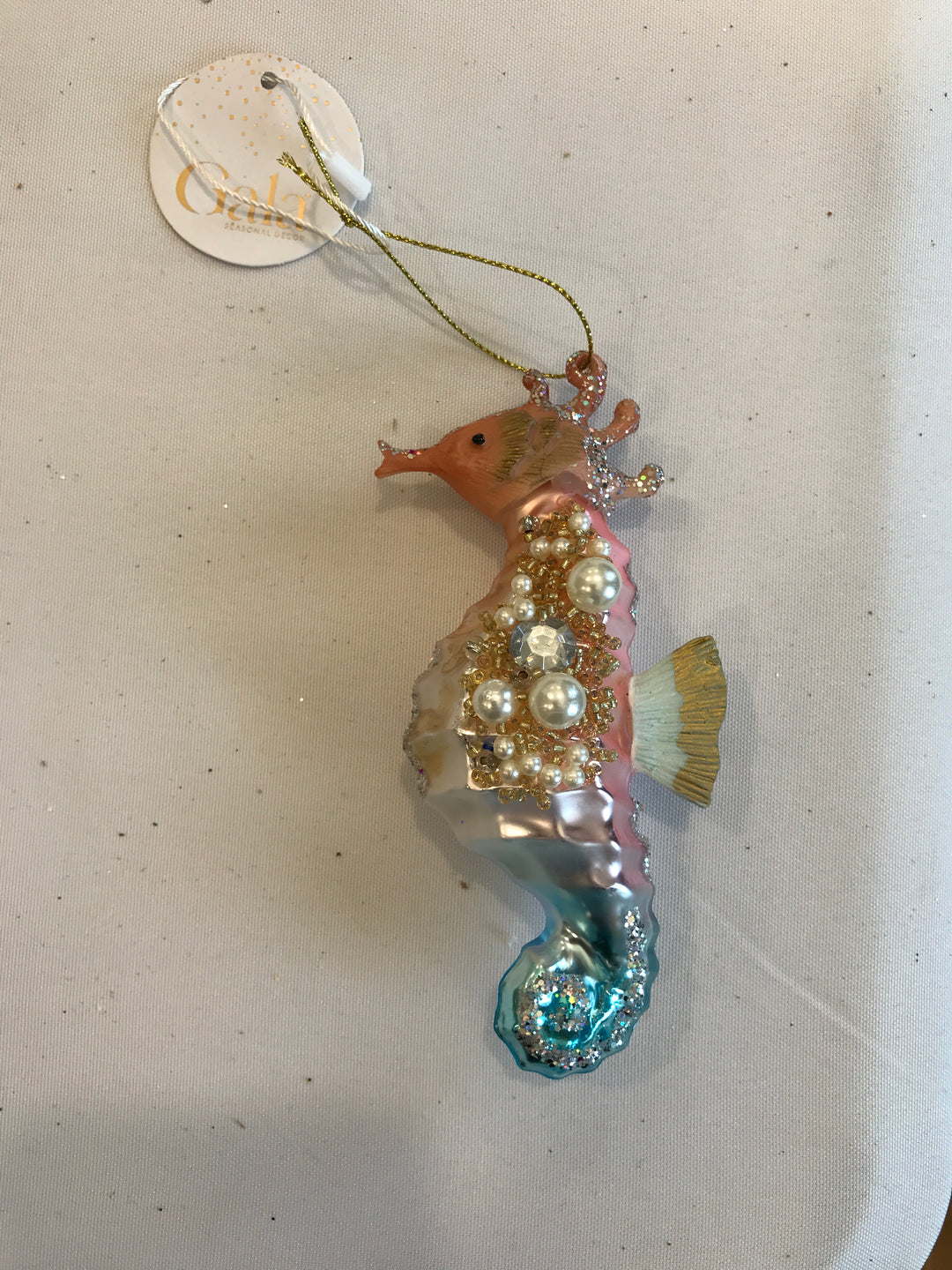 Seahorse Ornament Glass 7x4x13.5cm Multi