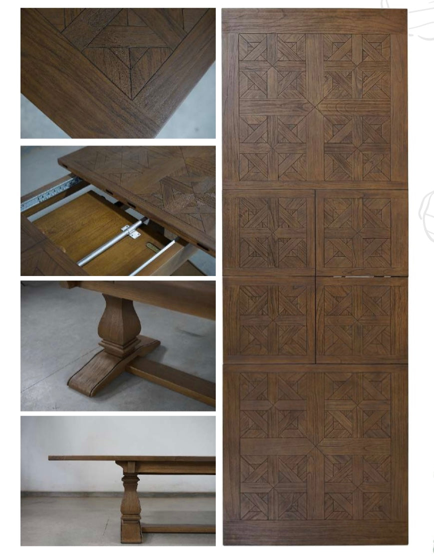 Nantucket Extendable Dining Table 210cm to 310cm Rustic Brown