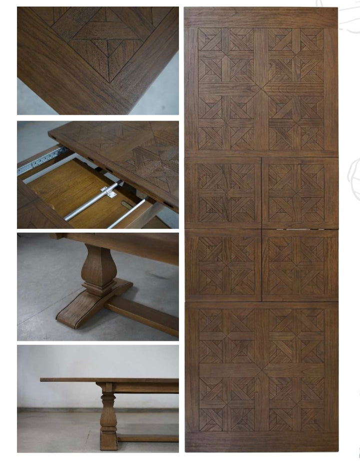 Nantucket Extendable Dining Table 210cm to 310cm Rustic Brown