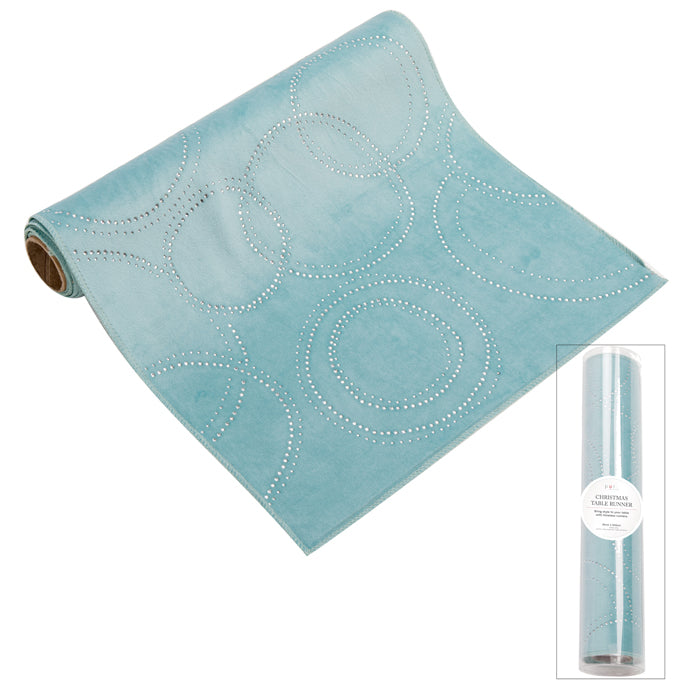 Glam Velvet Diamonte Runner 200cm Teal