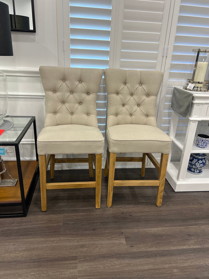 Hampton Beige Linen Counter Chair 65cm Seat Height