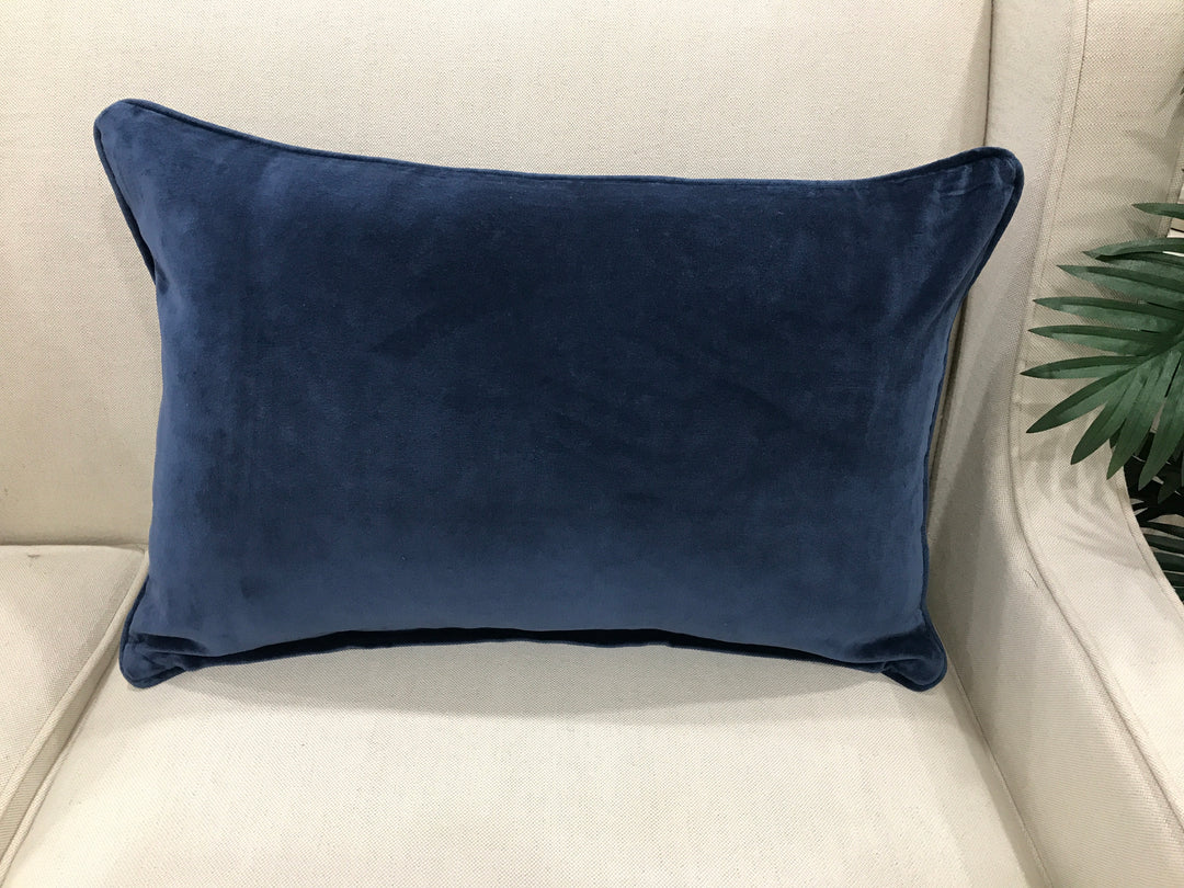 Hamptons Chelsea velvet cushion navy (lumbar)