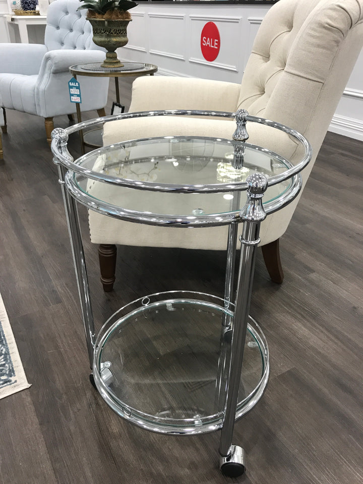 Queen Silver Round Bar Cart
