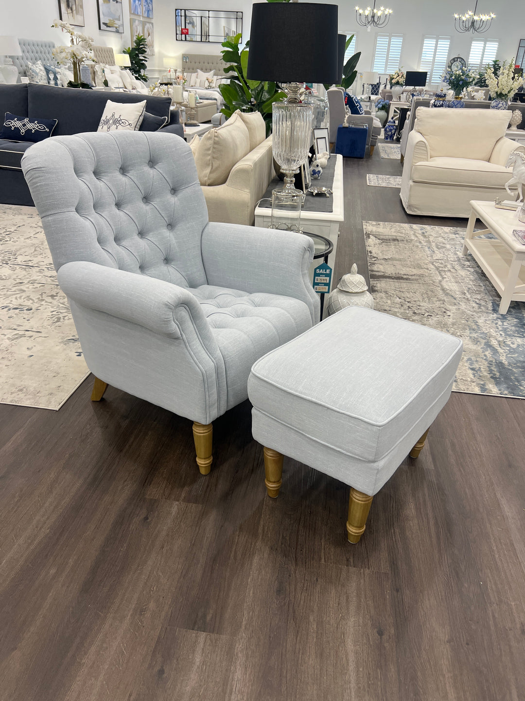 Sofia Duck Egg Footstool FLOORSTOCK