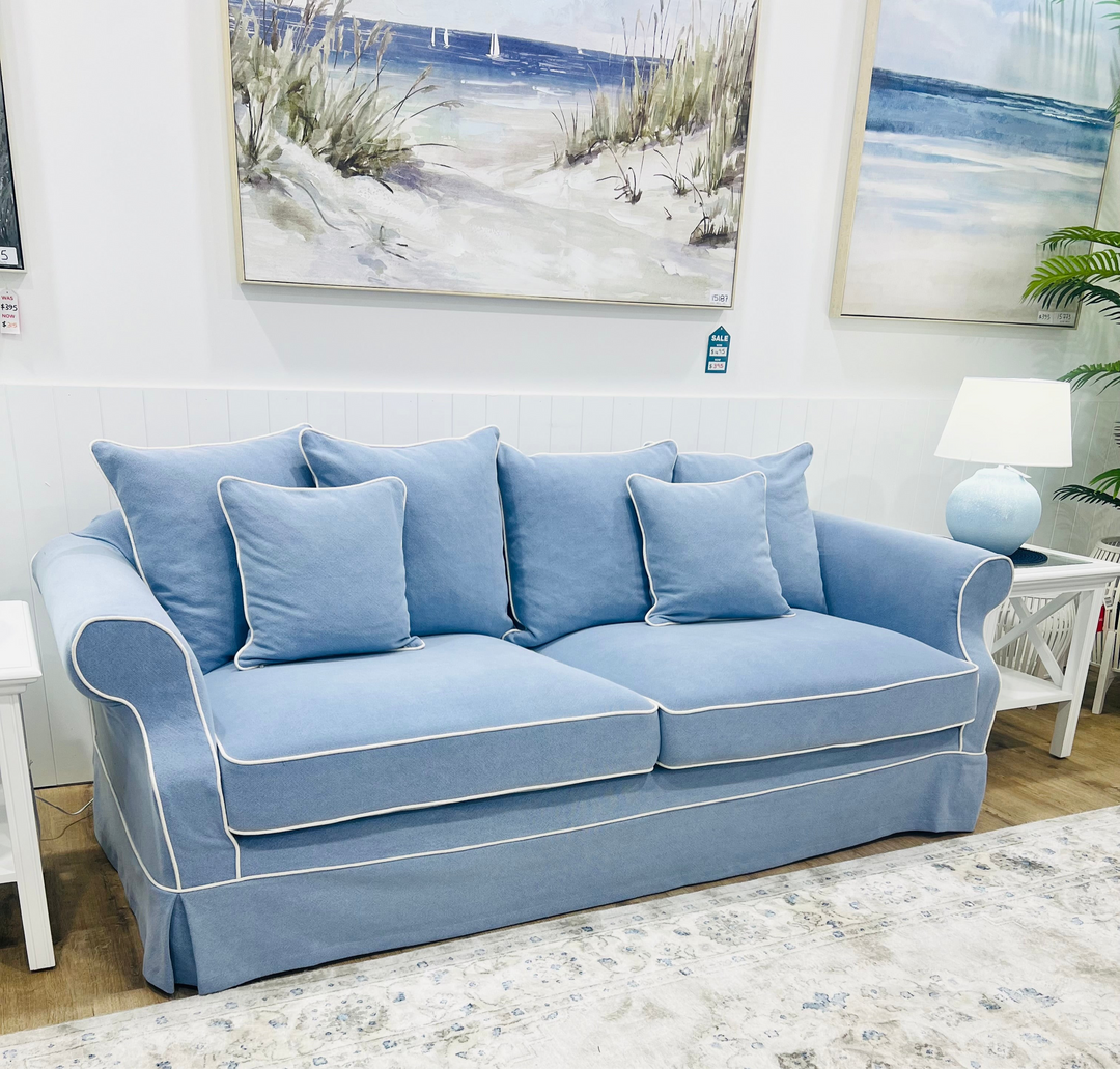 Ayla Hamptons 3 Seater Sofa Sky Blue