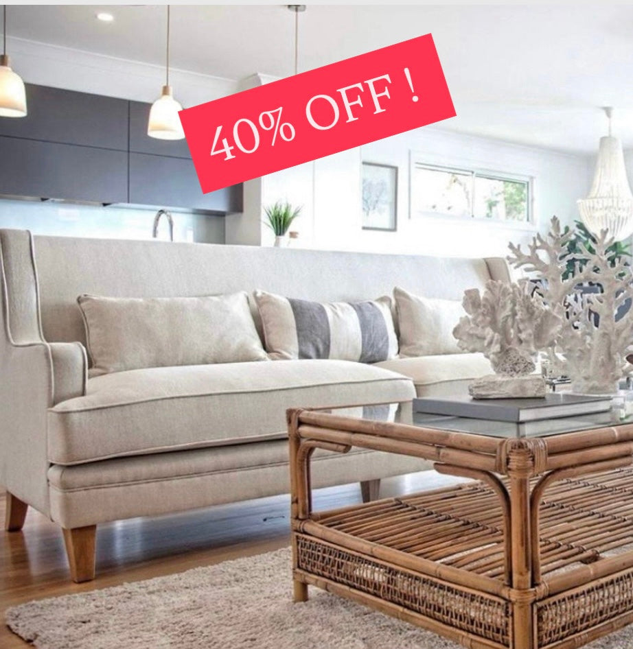 Bondi Hamptons Beige 3 Seater Sofa FLOORSTOCK