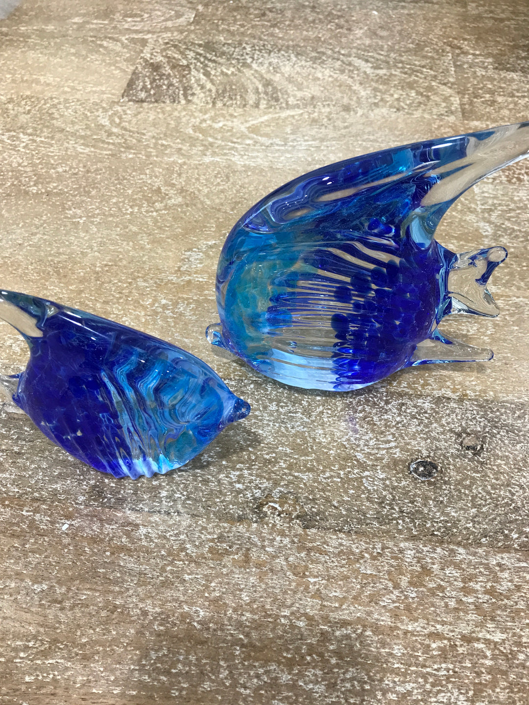Una Glass Fish Blue Strip Tall
