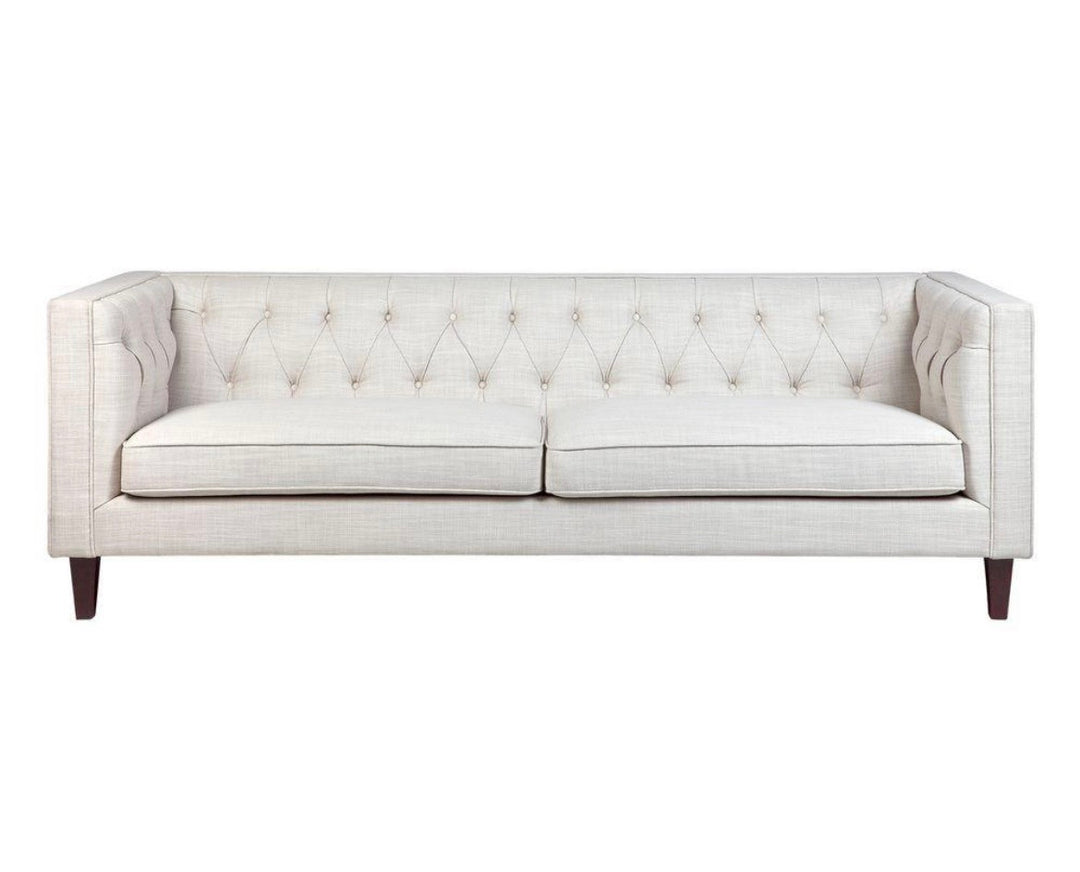 Clarence 3 Seater Tufted Sofa Natural Linen