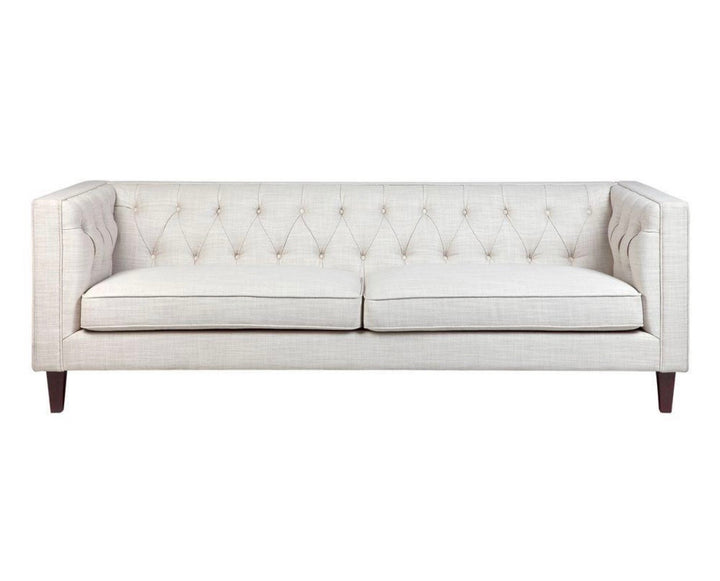 Clarence 3 Seater Tufted Sofa Natural Linen