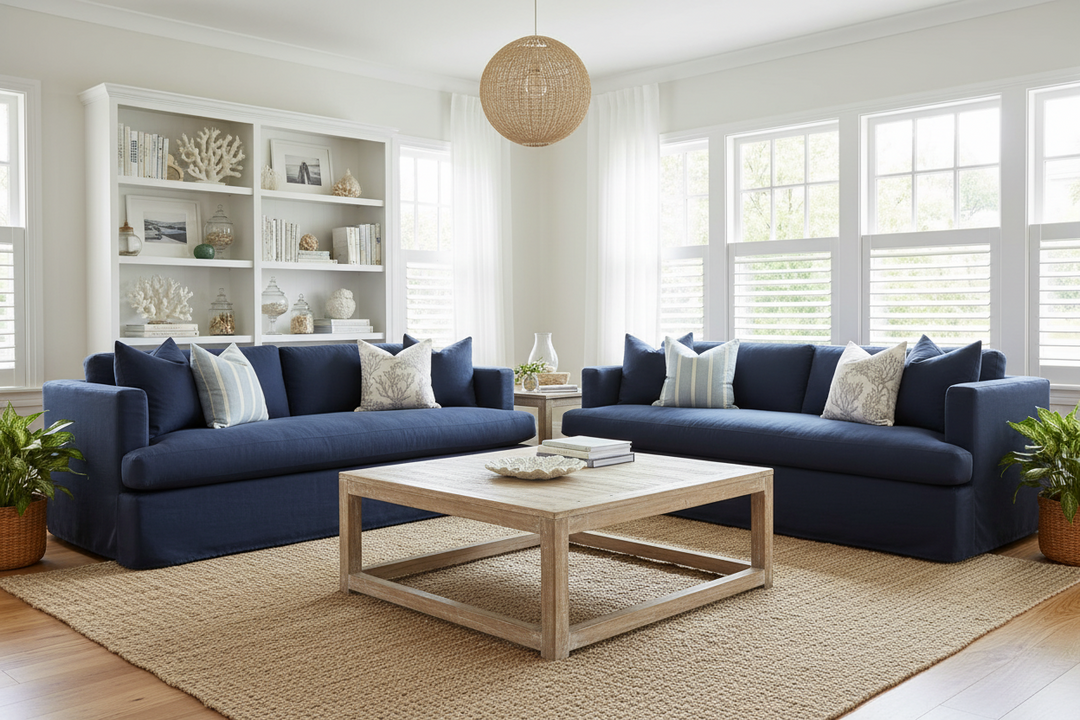 Manhattan 3 Seater Sofa Navy  Linen