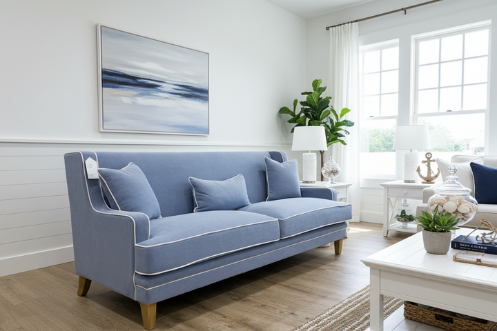 Bondi Hamptons  3 Seater Sofa Sky Blue