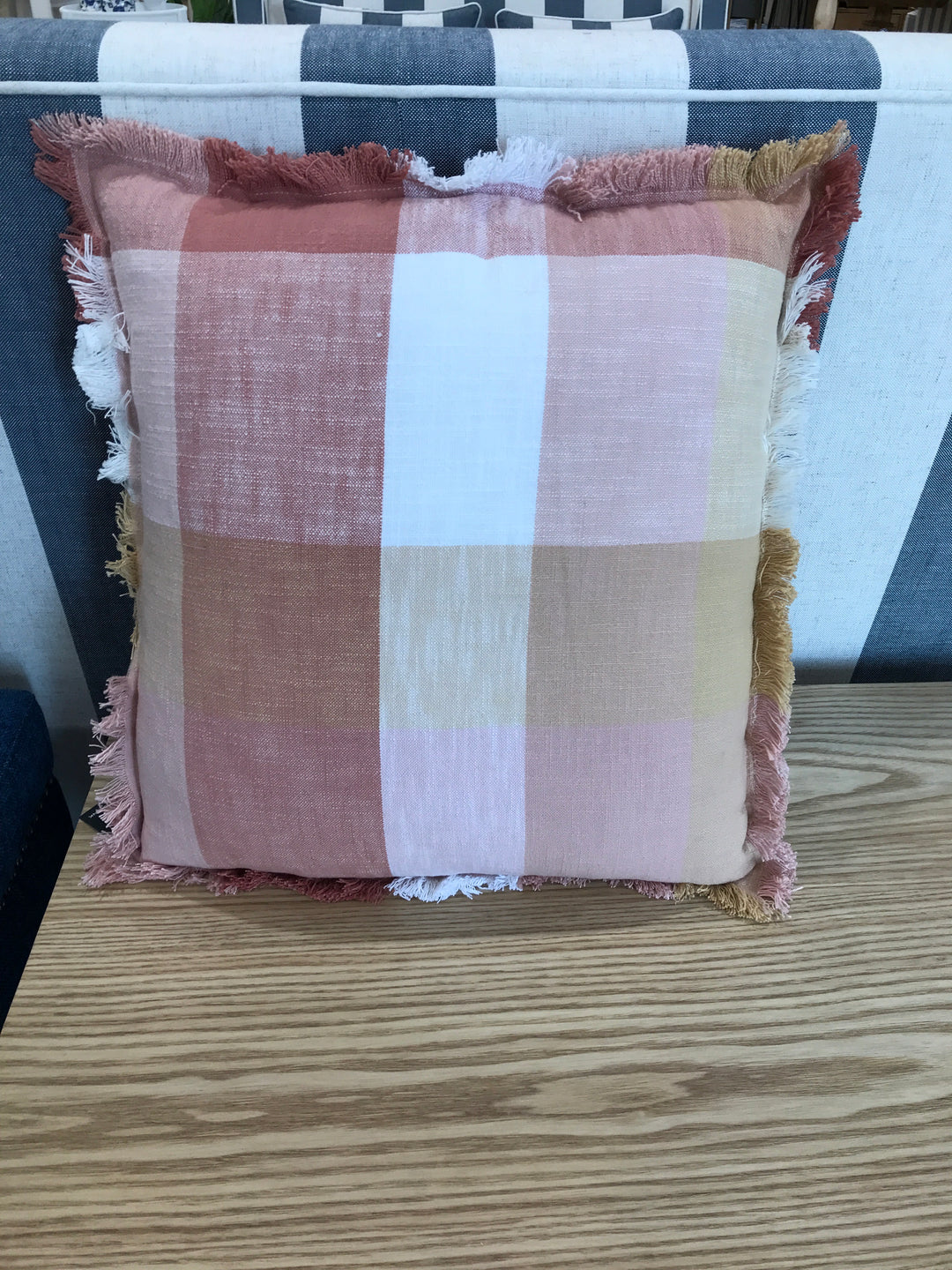 Hamptons Portside Pink Check Cushion