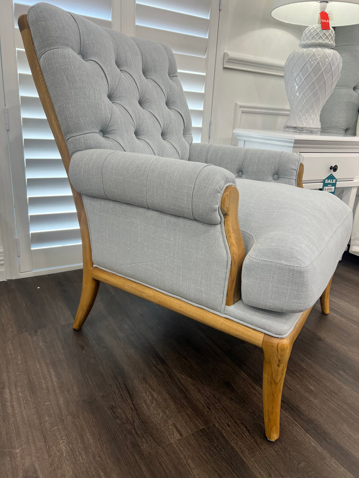 Duck Egg Linen Armchair Oak Legs