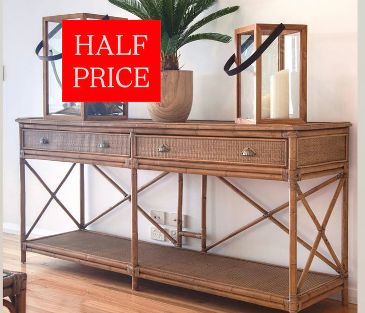 Cayman Large Rattan 2 Drawer Console