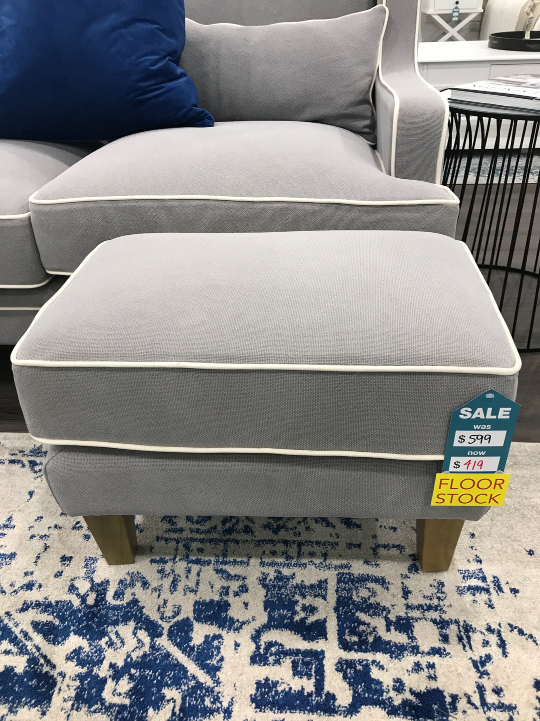 Bondi Hamptons Grey Footstool FLOORSTOCK