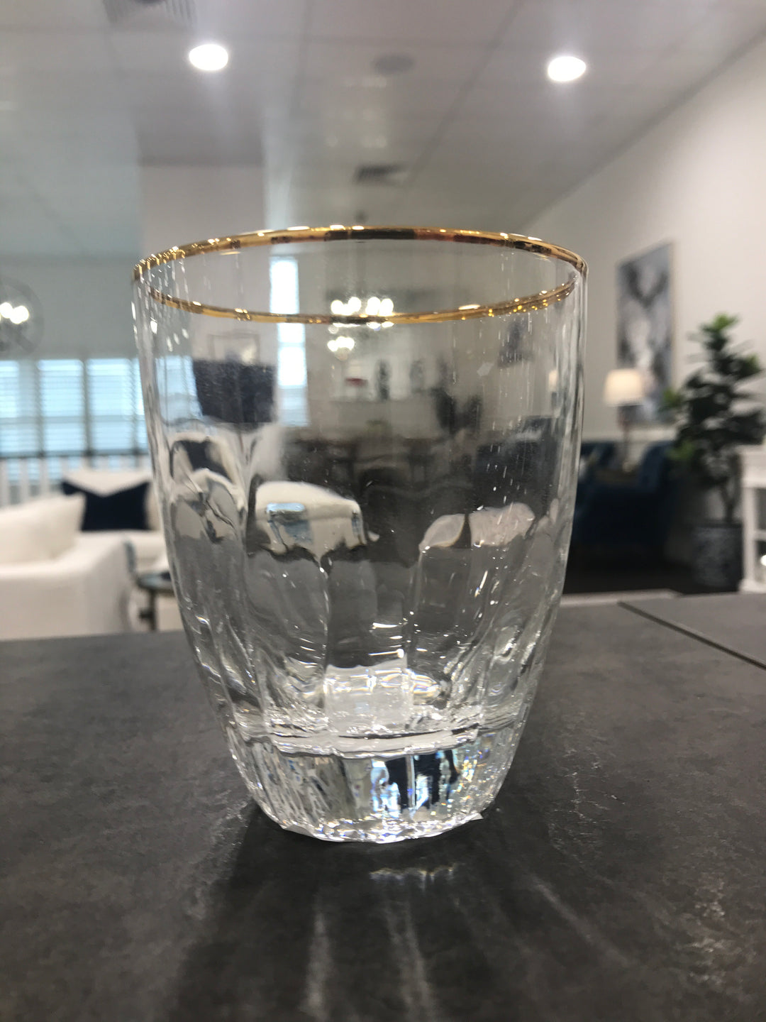 Glass Tumbler rippled gold rim