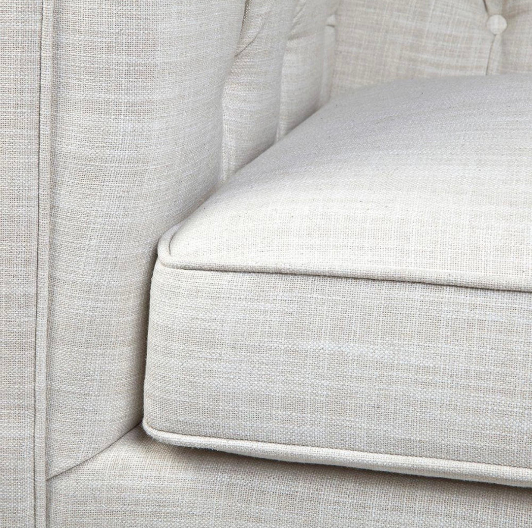 Clarence 3 Seater Tufted Sofa Natural Linen