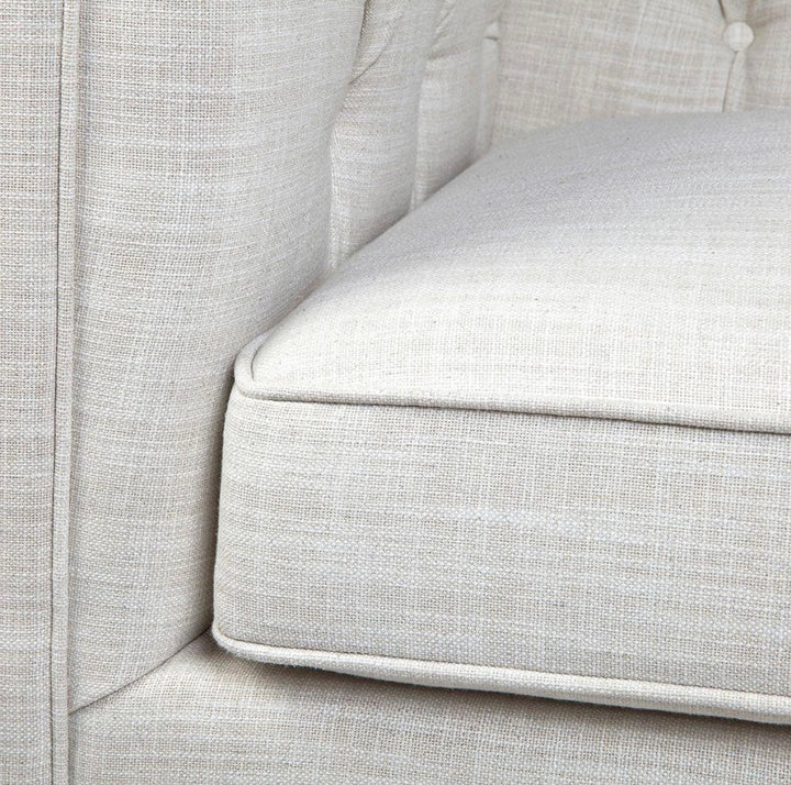 Clarence 3 Seater Tufted Sofa Natural Linen