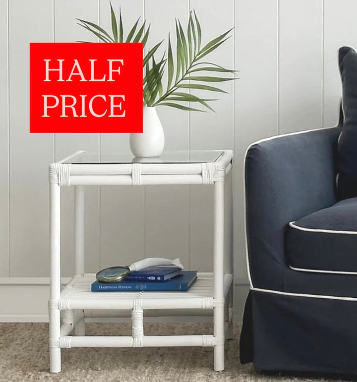 Havana Rattan Side Table White