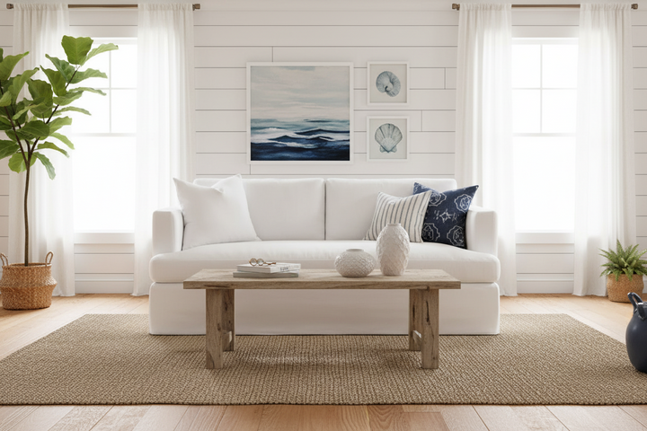 Manhattan 2 Seater Sofa White Linen