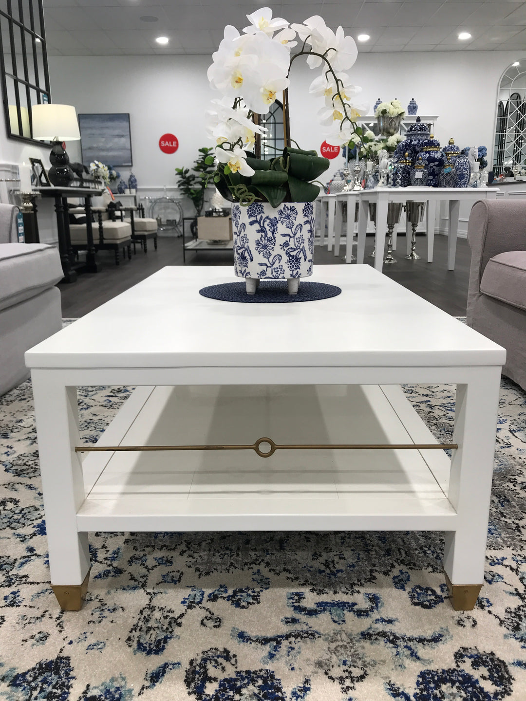 Montauk White and Brass Coffee Table FLOORSTOCK