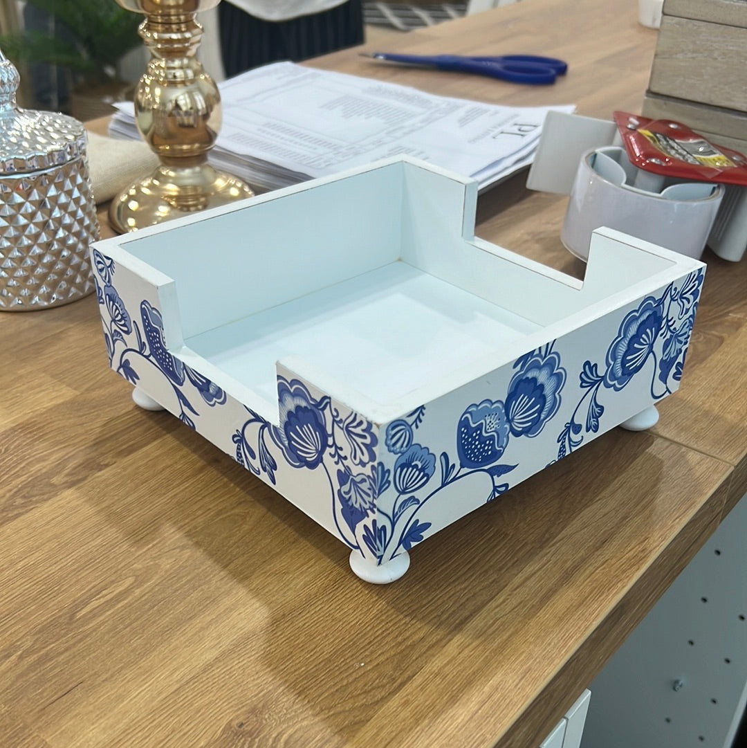 Napkin Holder Blue & White