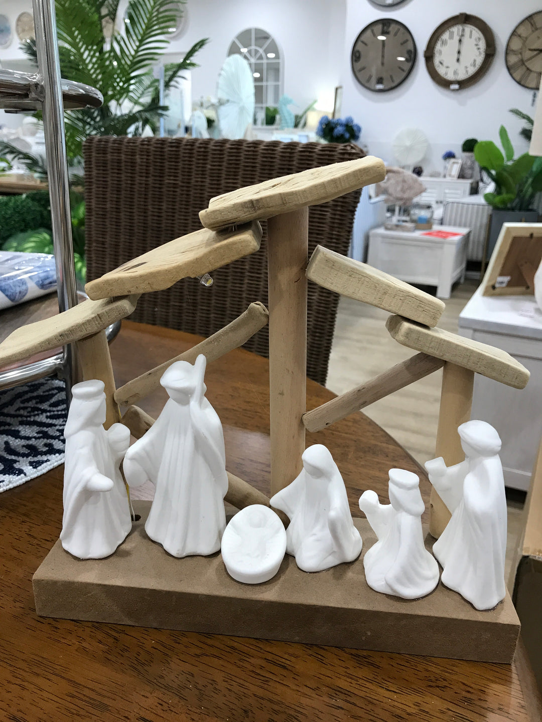 3 Wise Men Deco Wood/Cer 24x23cm Wht/Nat